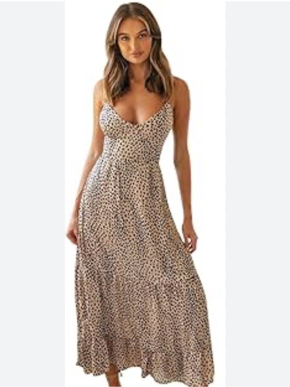 Cupshe Cream and Black Leopard Print Maxi Dress